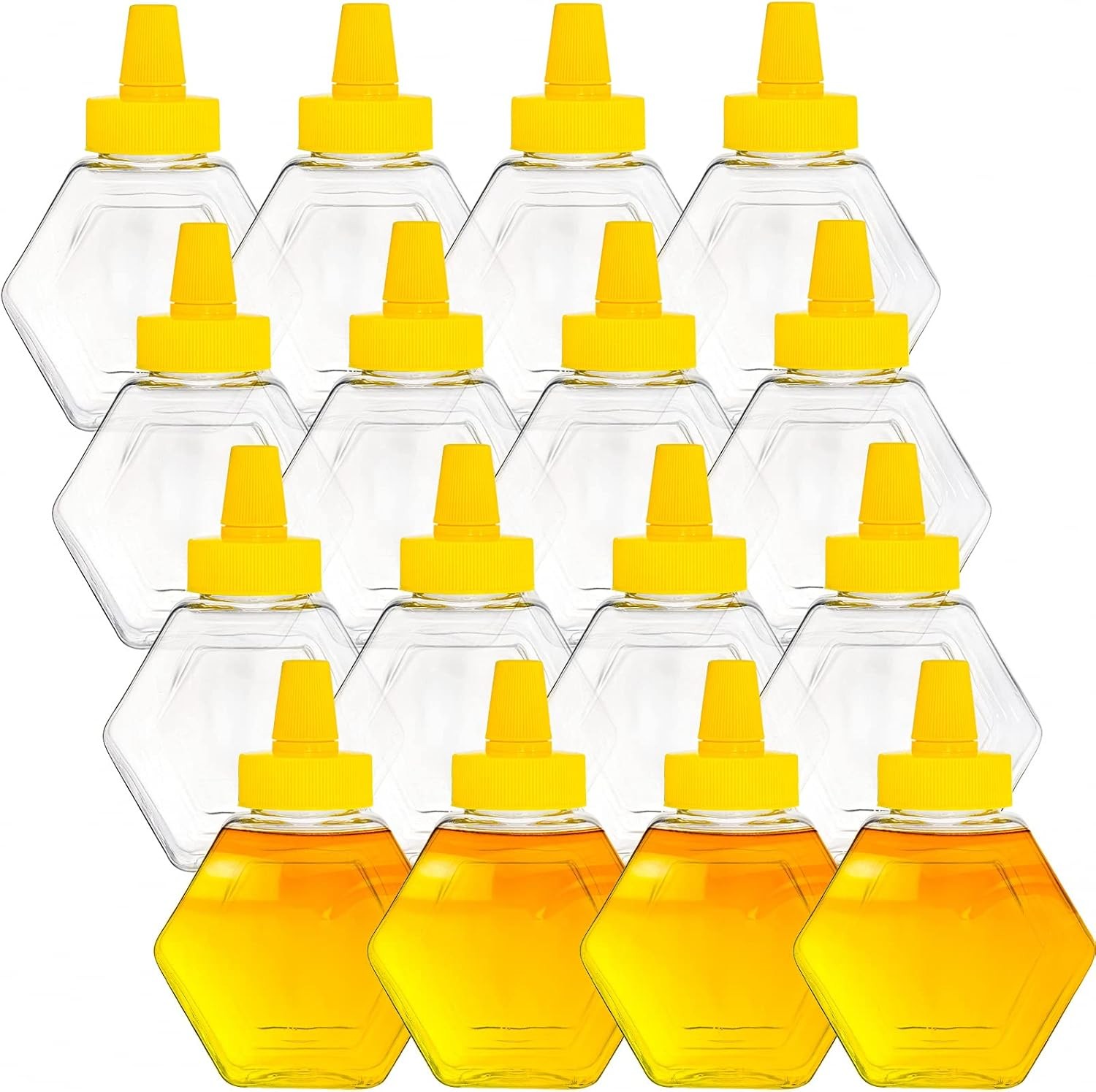 16 Pack Plastic Honey Bottle Jars, 7 Oz Squeeze Bottles Empty Jars with Spout,