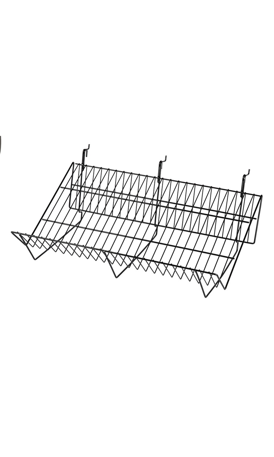 SSWBasics 24" x 12" x 6" Black Downslope Grid Shelf for Slatwall & Wire Grid