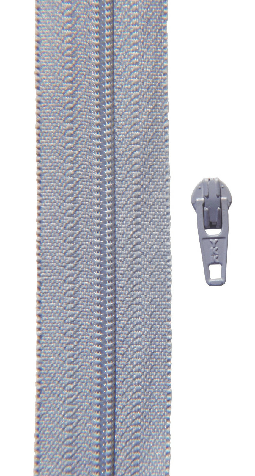 Gp 0.75 €/m, 25 meters zipper light gray spiral 3 mm + 50 Zipper YKK