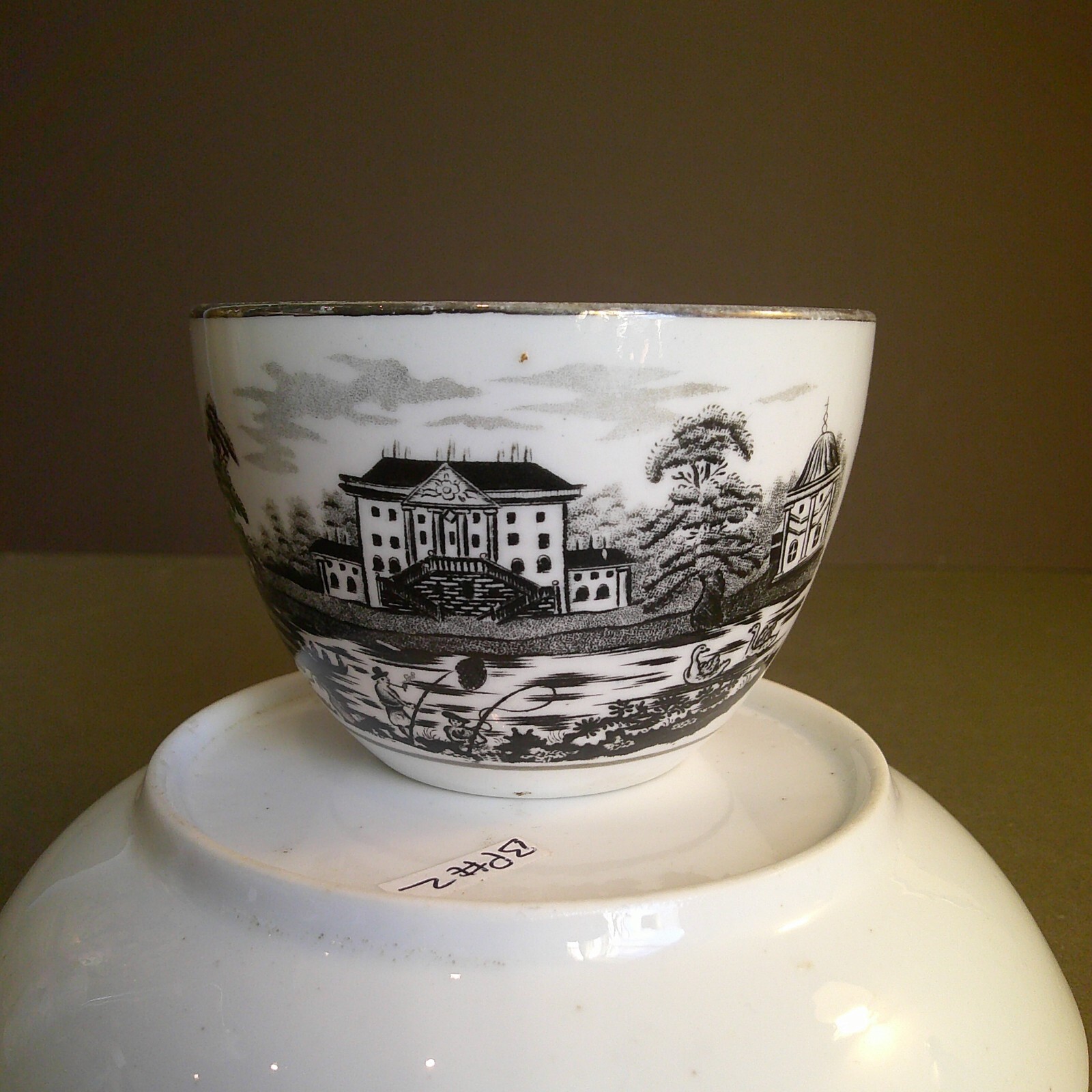 Antique Bat Print Cups and Saucers X 2 . Ref 2bp