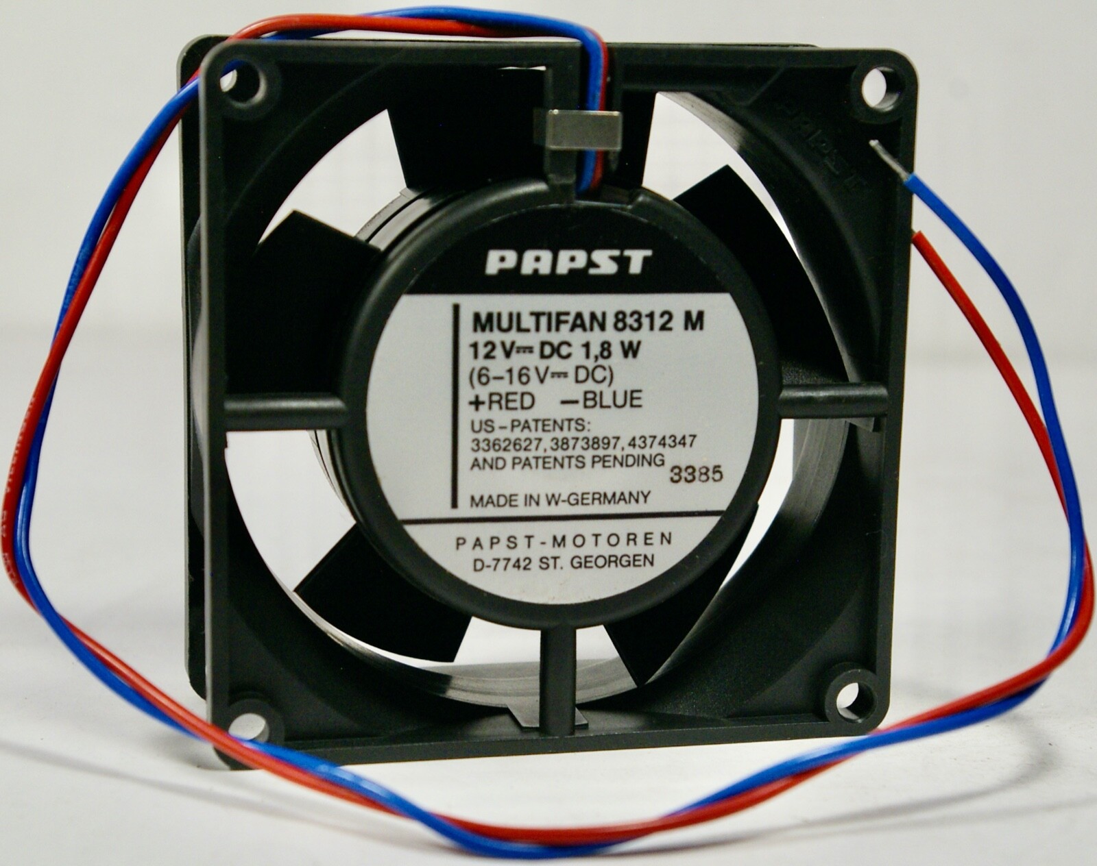 PAPST MULTIFAN 8312M 12VDC 80 x 80 x 32 mm 28.3CFM Fan