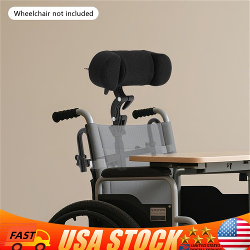 Comfortable Wheelchair Headrest Cushion for Neck Support - Adjustable Black