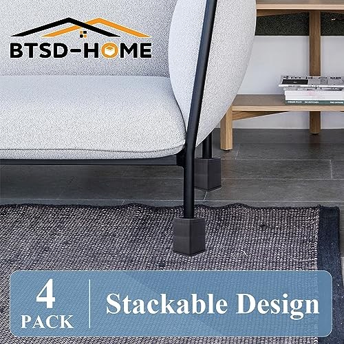 Adjustable Bed Risers 3 or 6 Inch Heavy Duty Stackable 4 pack 3 Inch Black