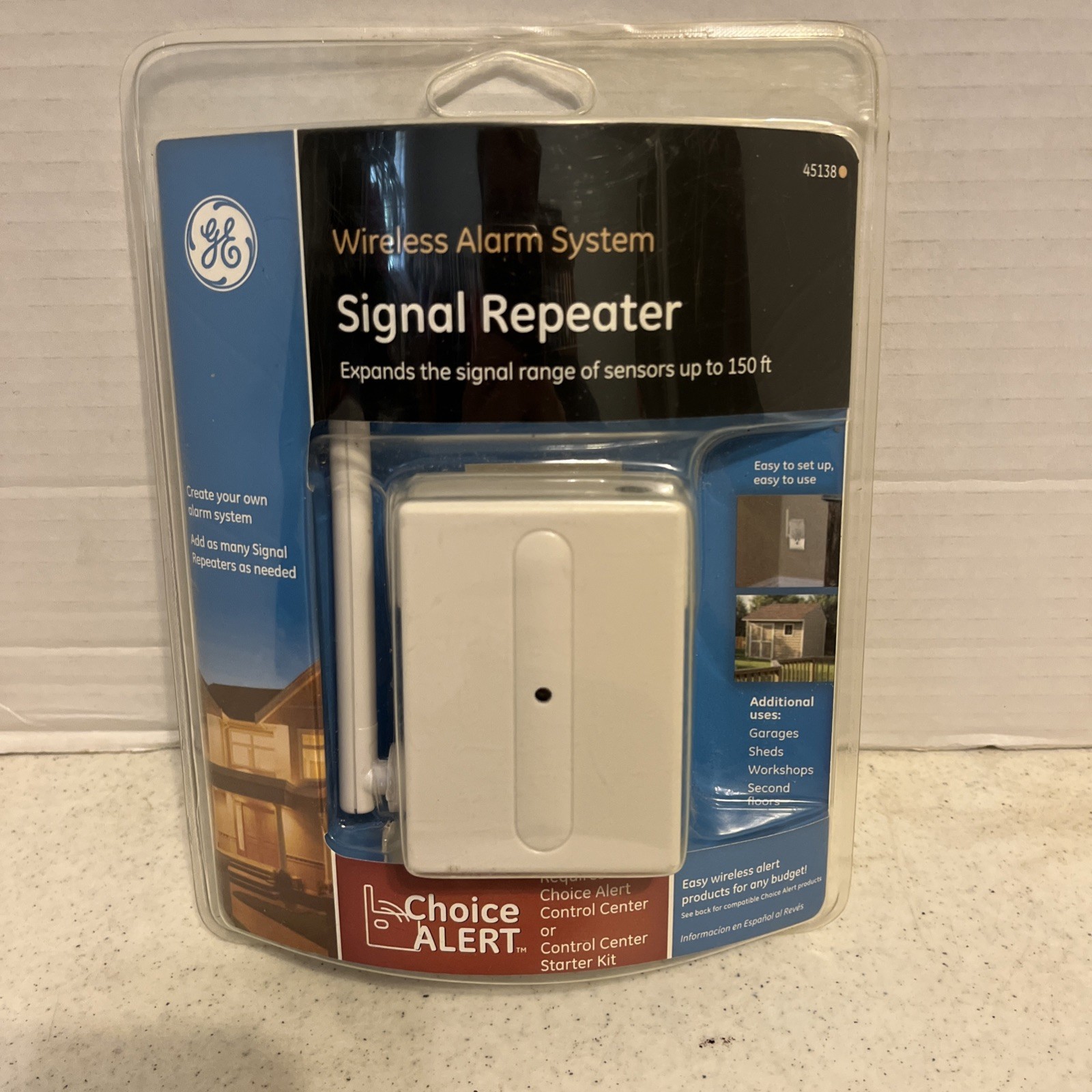 GE Choice Alert Wireless Alarm System Signal Repeater Expands 150 Feet 45138 NEW