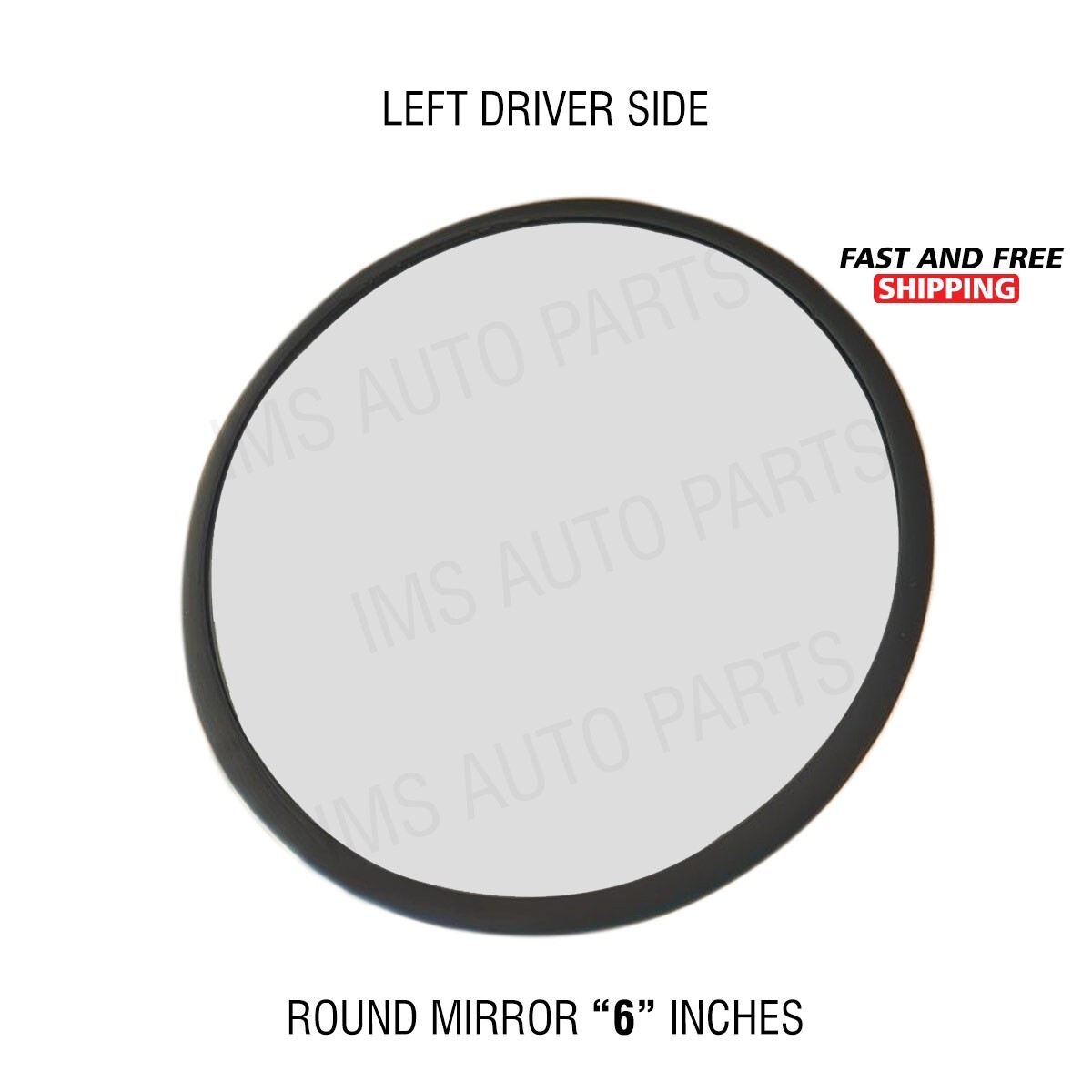 Universal Truck Round Mirror Convex Spot Stainless Steel 6 Inches Left Driver