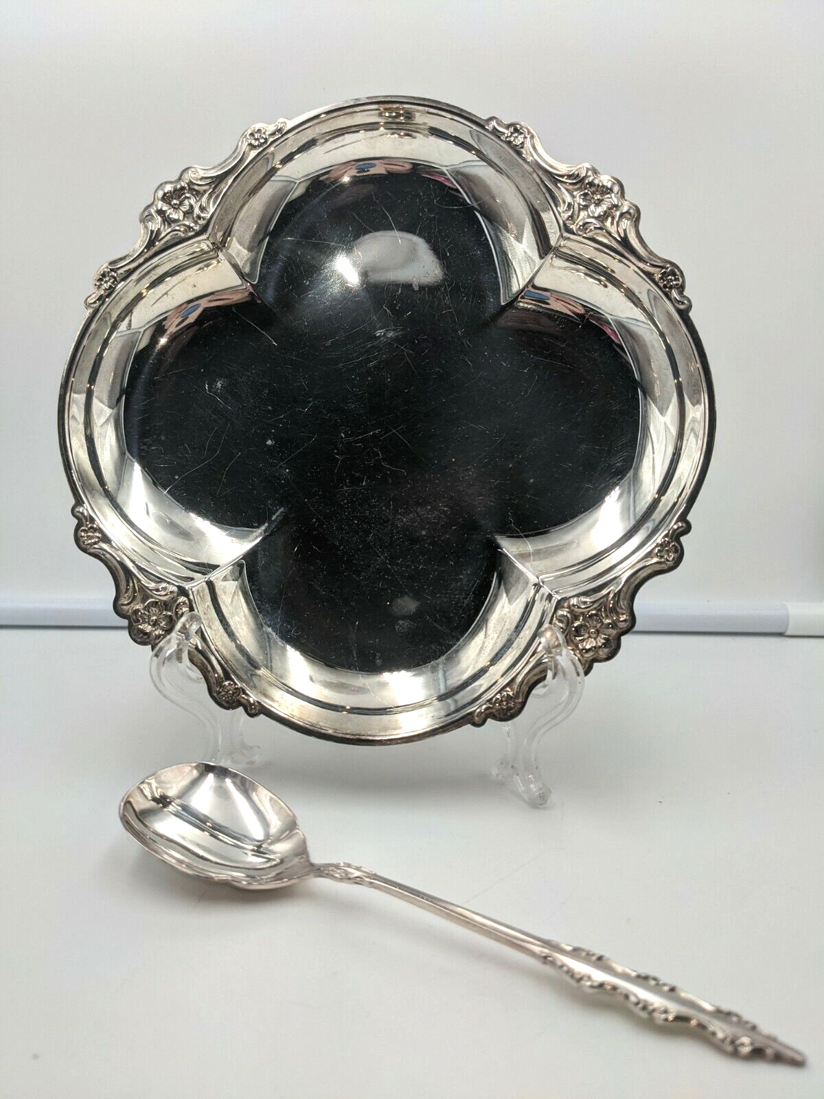 Vintage Empress International Deepsilver Plated Party Set Spoon & Shallow Bowl