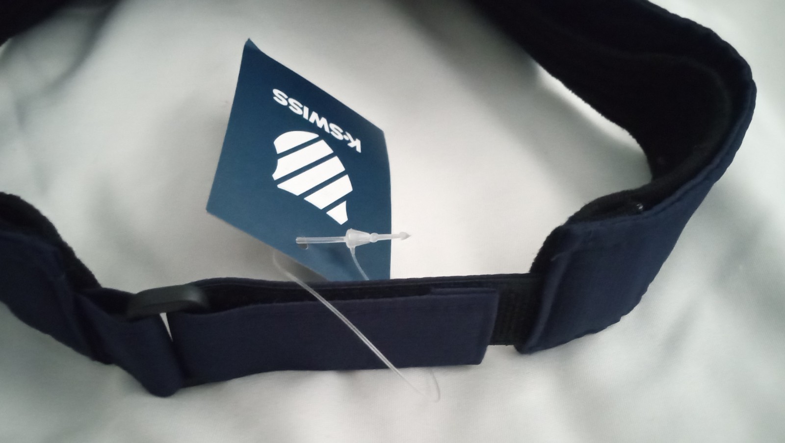 K-Swiss Sports Visor One Size OSFA Navy White Emb Logo Hook & Loop Strap Back