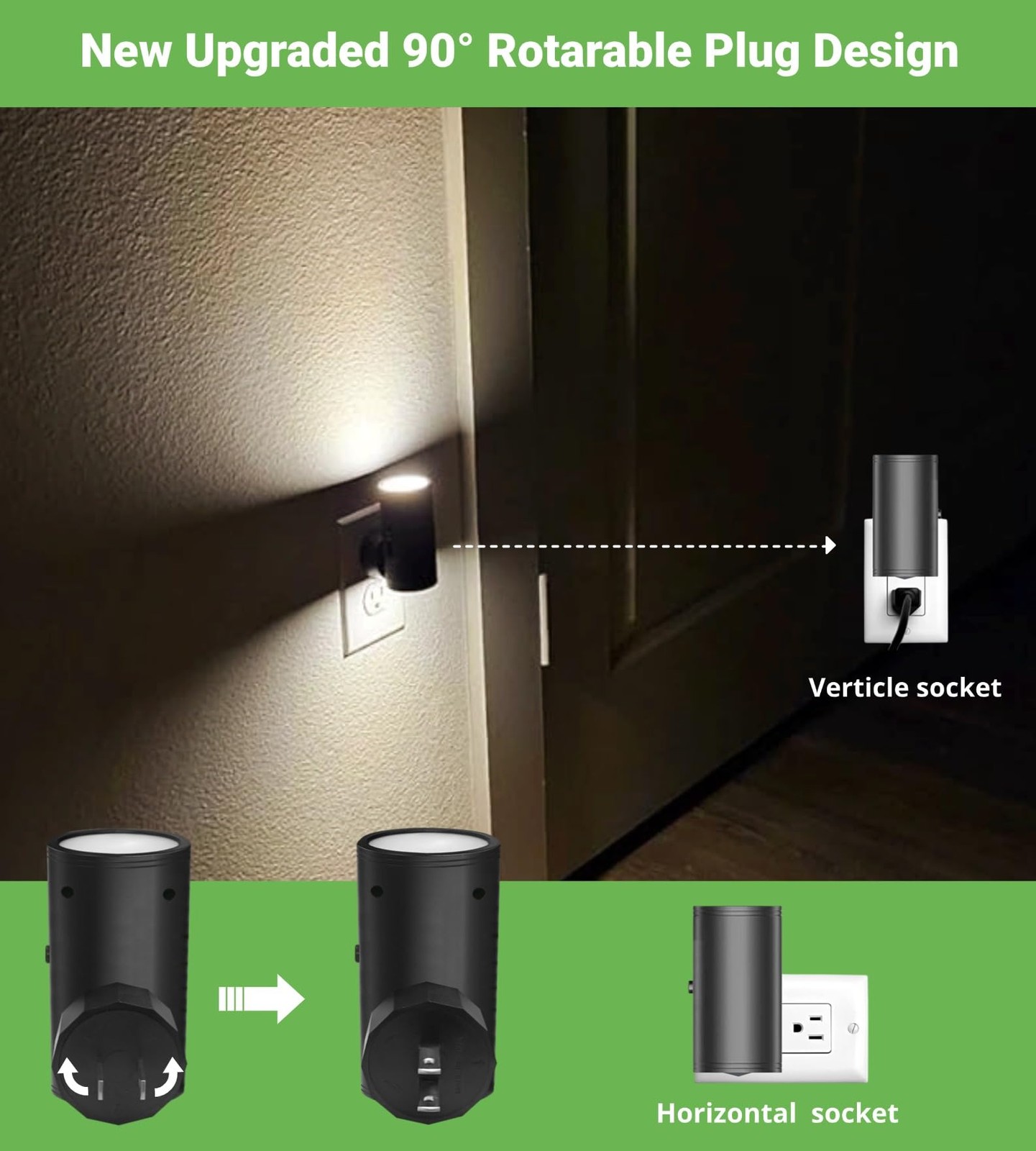 4 Pack Dimmable LED Night Light Plug-in with Dusk to Dawn Sensor, 5000K Dayli...