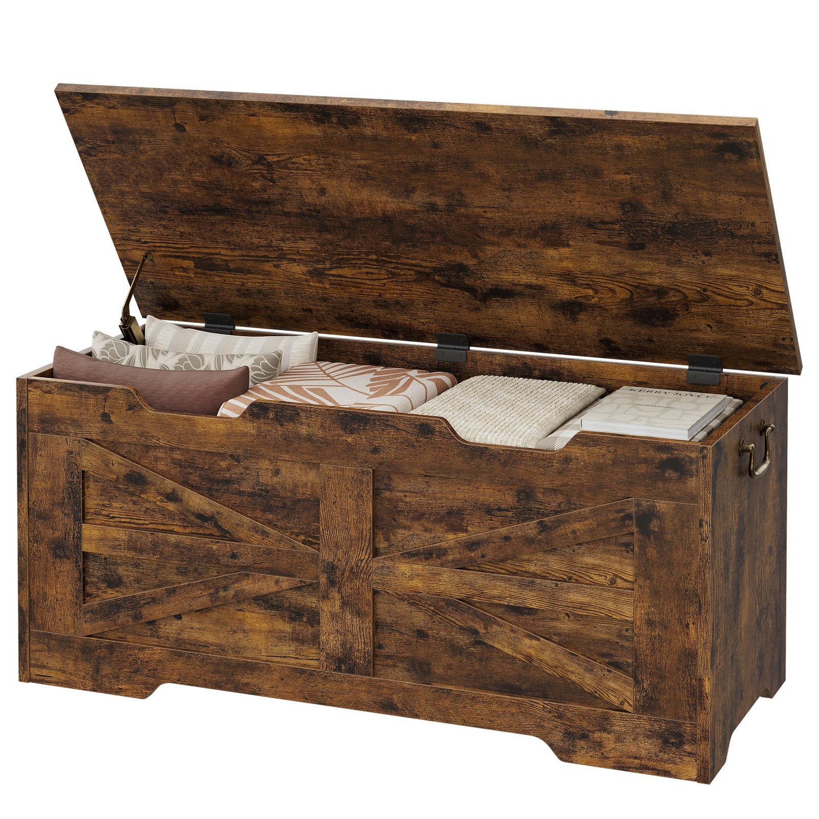 Wood Storage Chest Bench w/ Safety Hinge, Chest Storage Trunk Toy Organizer Box