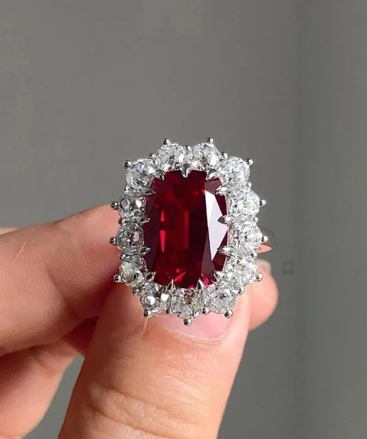 2Ct Cushion Cut Lab Created Red Ruby Gift Engagement Ring 14k White Gold Plated