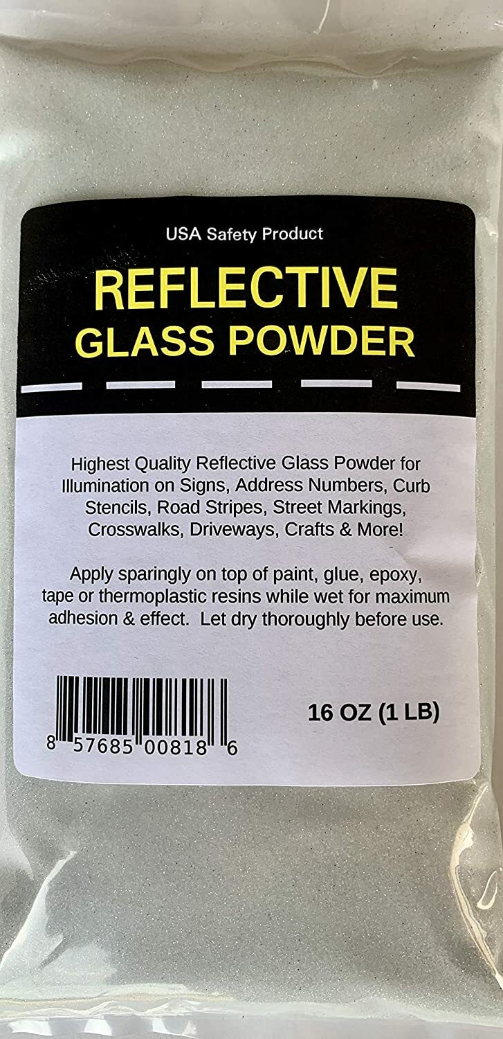 Reflective Glass Powder (1 LB Bag) for Road Striping, Curb Paint, Signs, Crafts