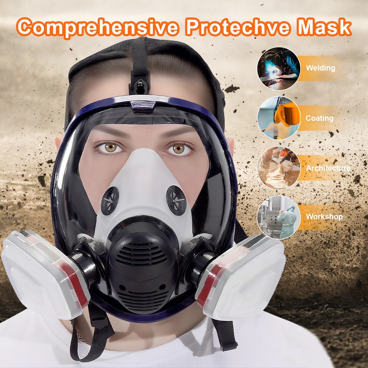 US Full Face Gas Mask Painting Spraying Respirator w/Filters for 6900 Facepiece