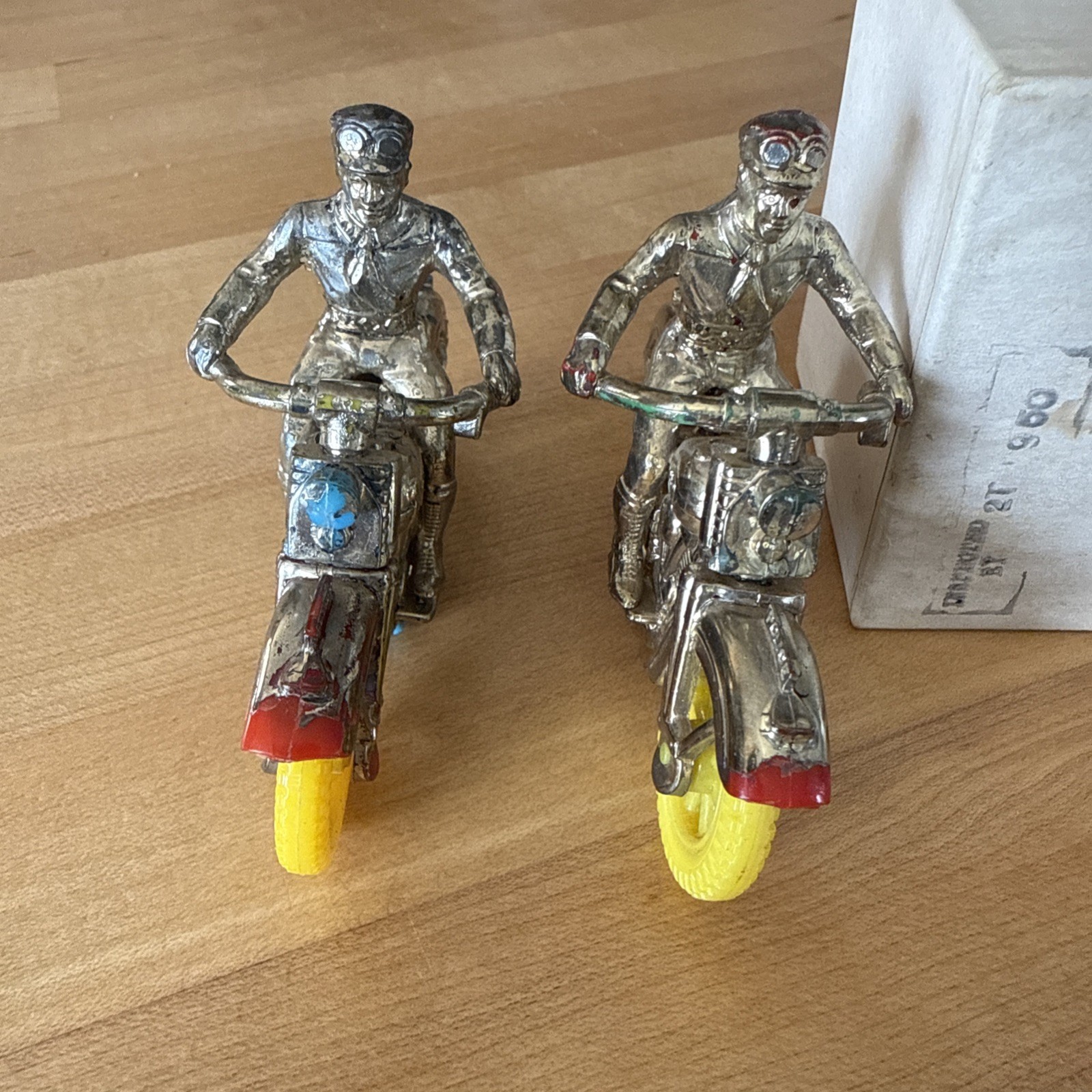 Two 1950s Hard Plastic Thomas Toy Harley-Davidson Police Motorcycle With Driver