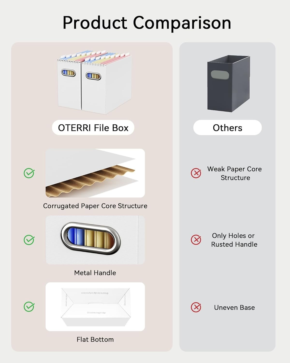 Versatile 2-Pack File Organizer Boxes for Letter Size Folders - Modern Design