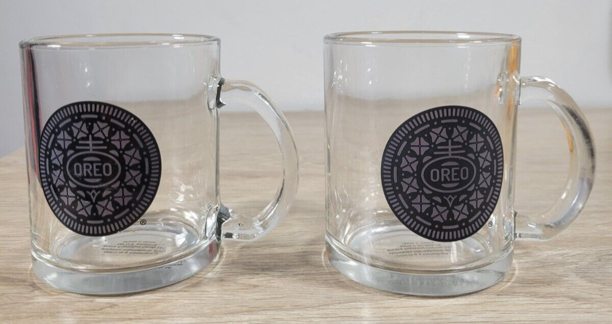 OREO Cookie Clear Glass Mugs Coffee Cup Set of 2