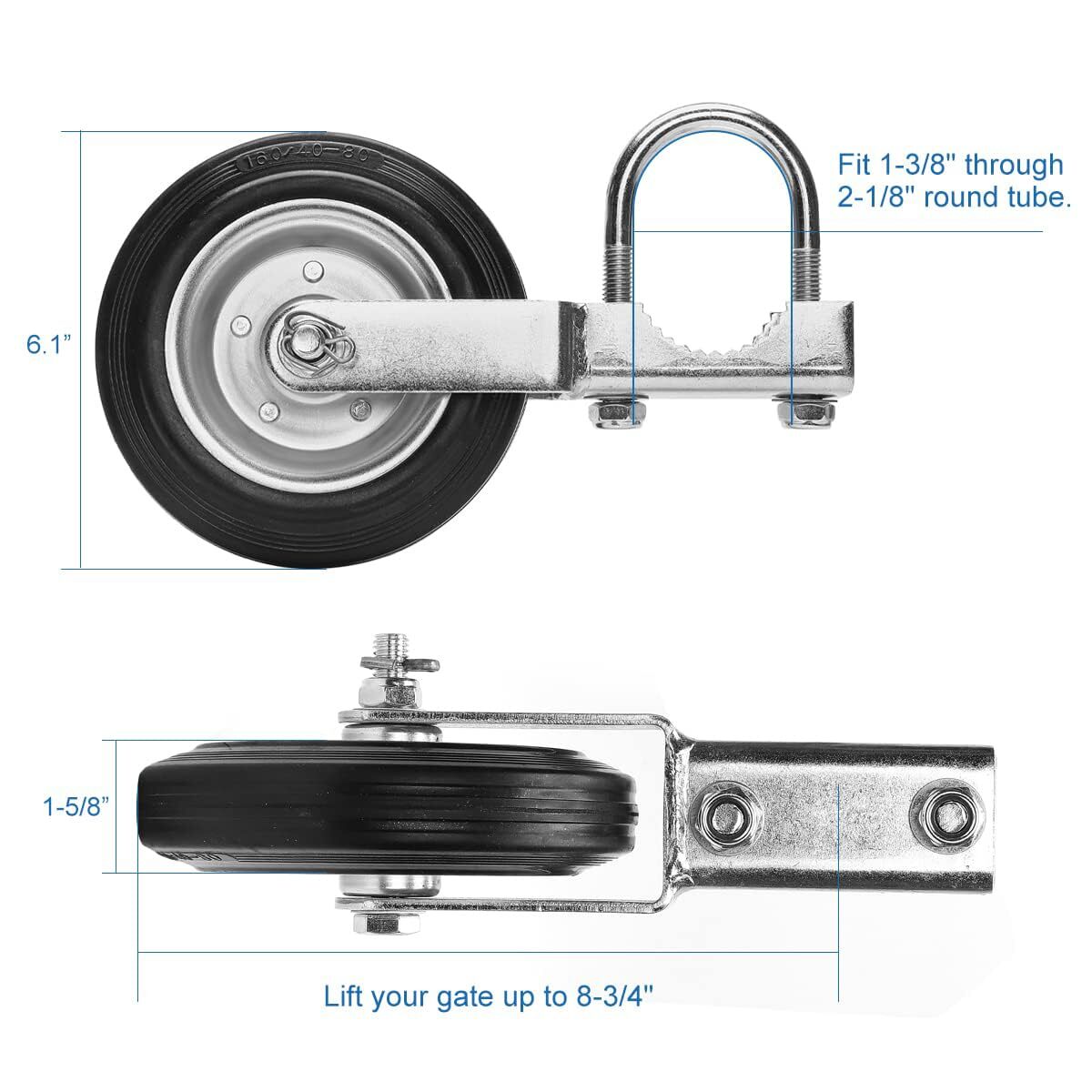 Gate Wheel Supporting Swing Gate with 1-3/8"Thru 2-1/8" Gate Frames Gate Support