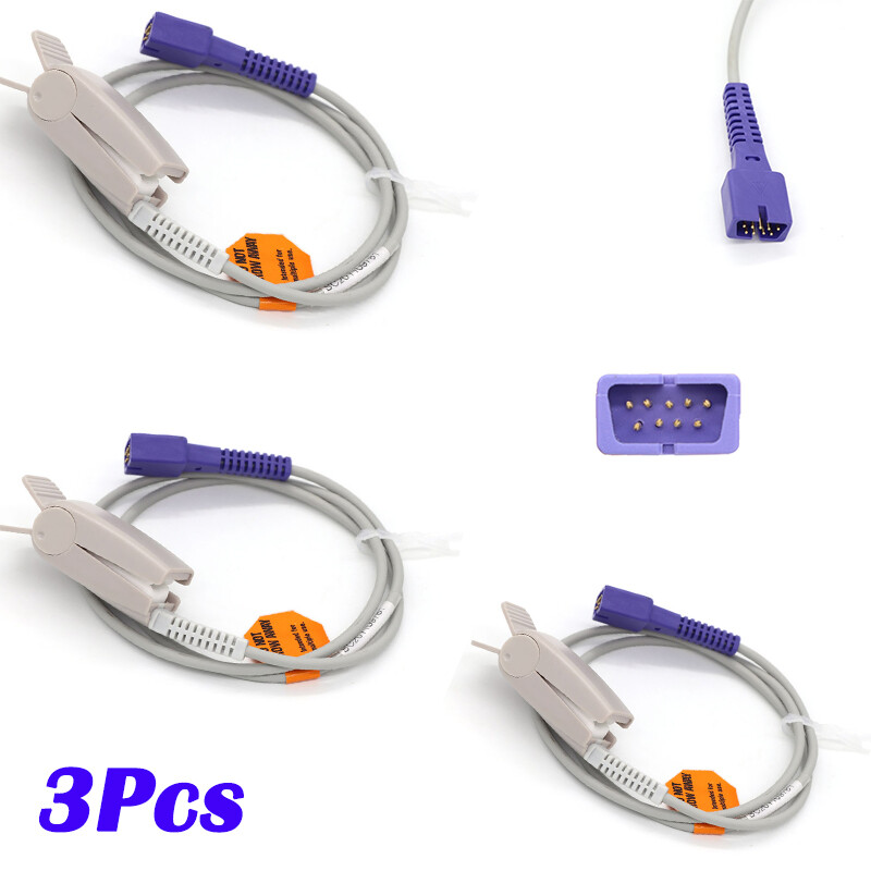 3Pcs Fit For 9pin N550 N751 Reusable Sensors  Adult Finger Clip SpO2 Sensor