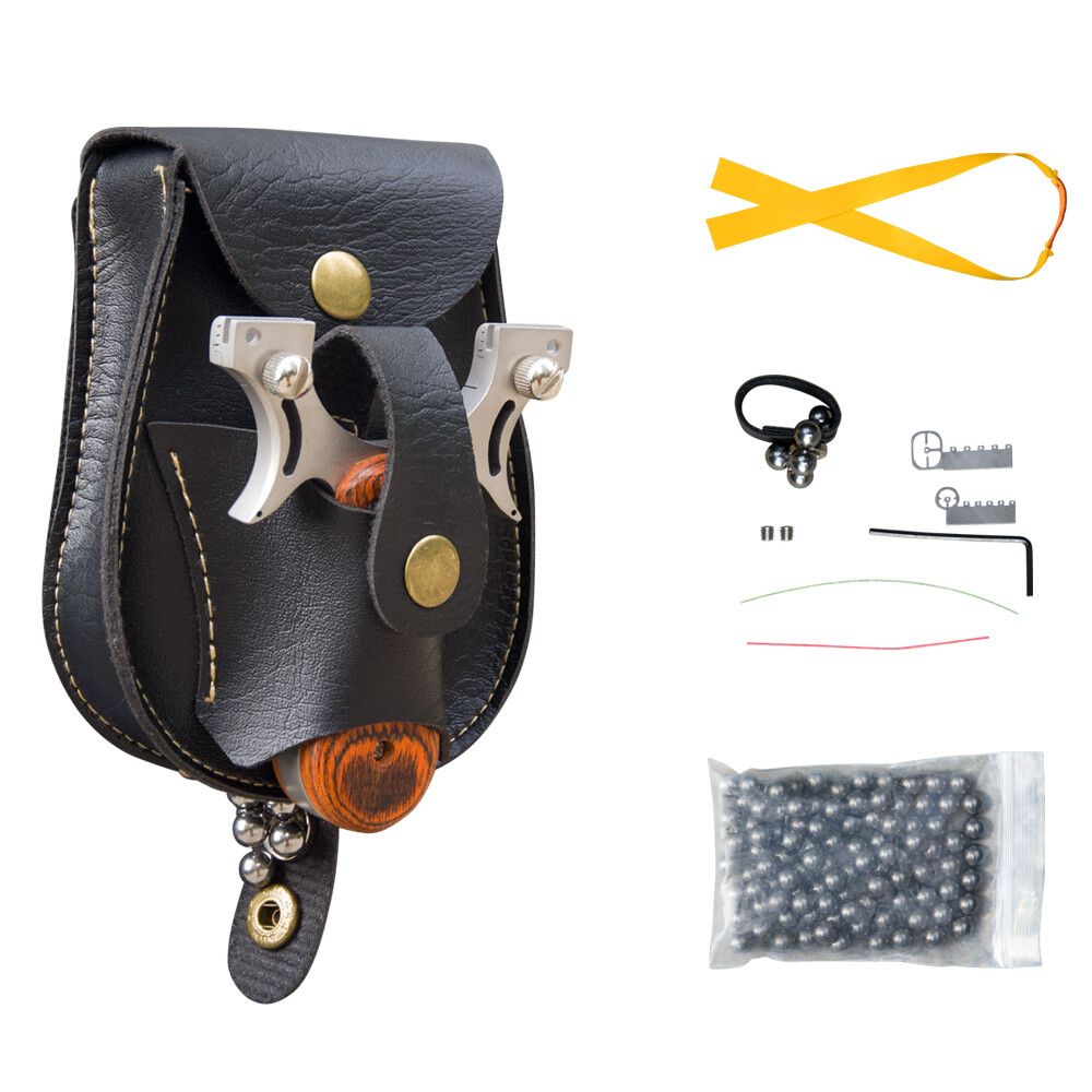 Slingshot Catapult Set 5 Rubber Bands 100 Ammos Magnetic Rings Bags Adult Kit