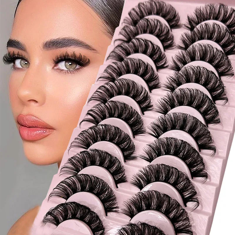 Russian Strip Lashes 10-pairs Fluffy Mink Lashes 3D False Eyelashes Russian Volu