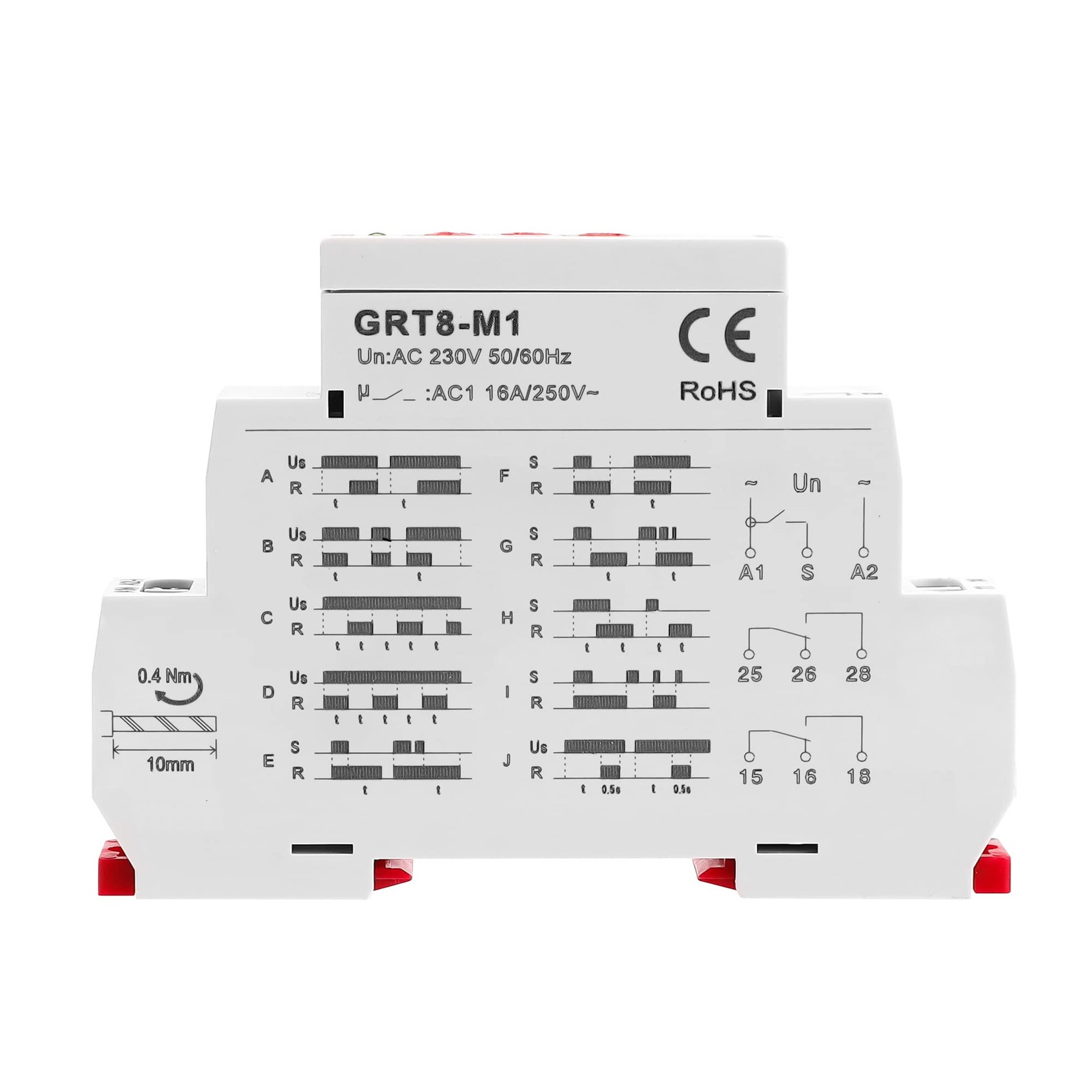 GEYA 16A Multifunction Time Relay 1 Output Contacts 10 AC230V, Grt8-m1