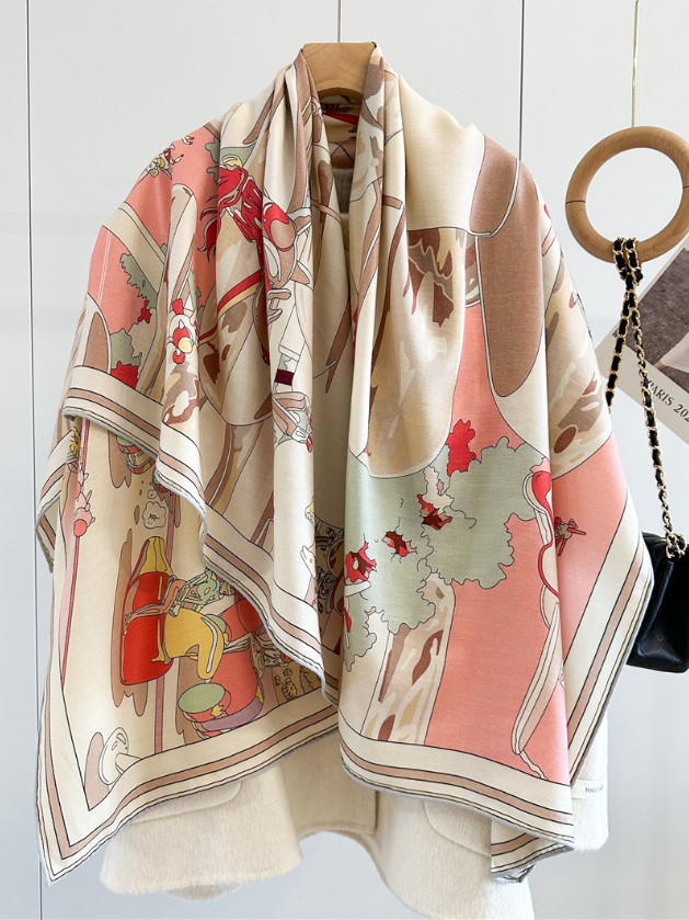 60% Cashmere &40% Silk Wrap Scarf Shawl pivot Double Face Kerchief 135X135cm