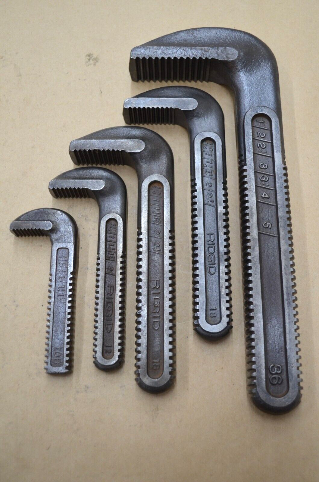 Ridgid Lot of 4 Different Replacement Hook Jaw for Pipe Wrenches 10",12",18",36"