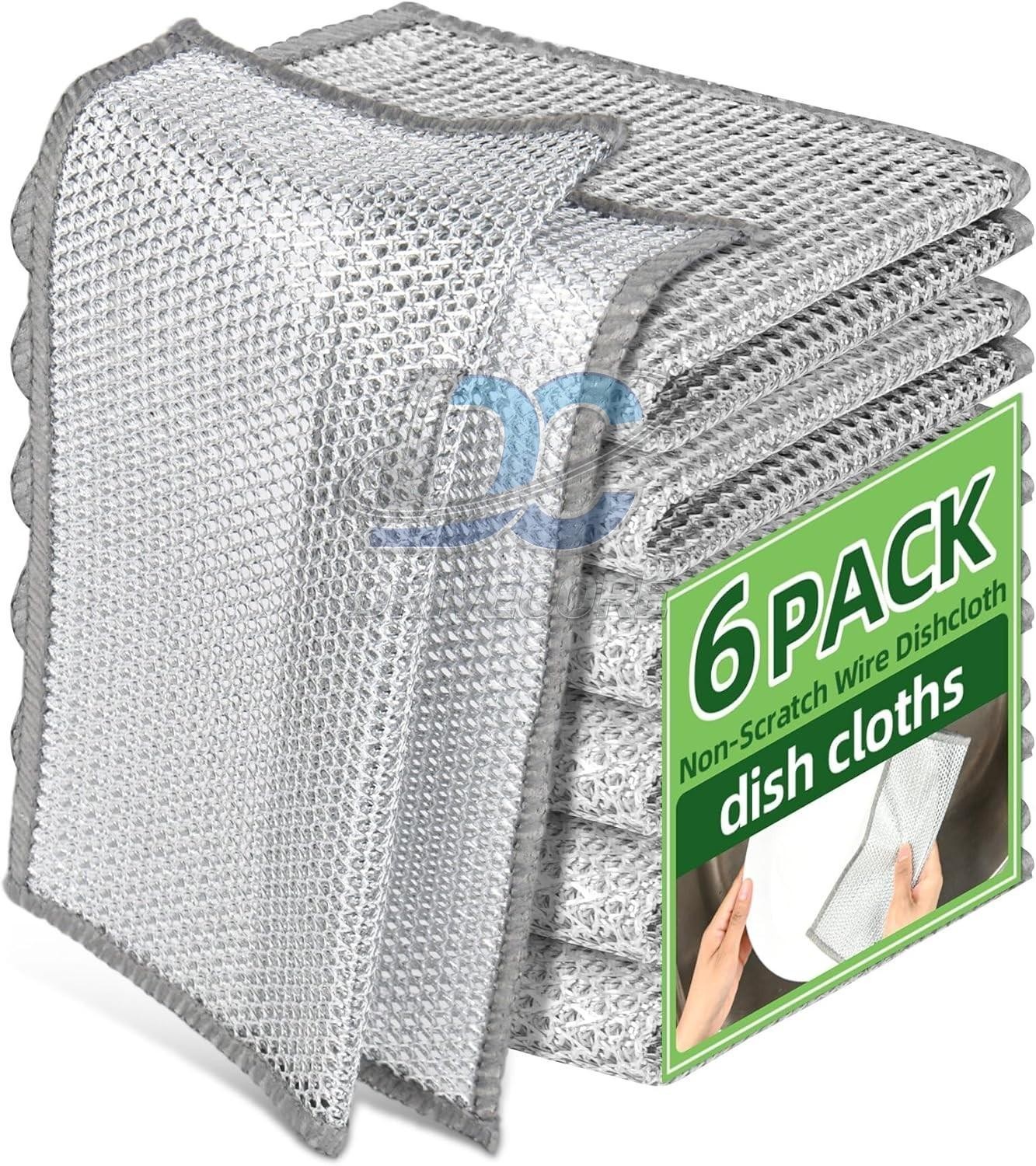 6X Steel Wool Dishwashing Pads Multipurpose Mesh Dish Cloths Stainless Steel