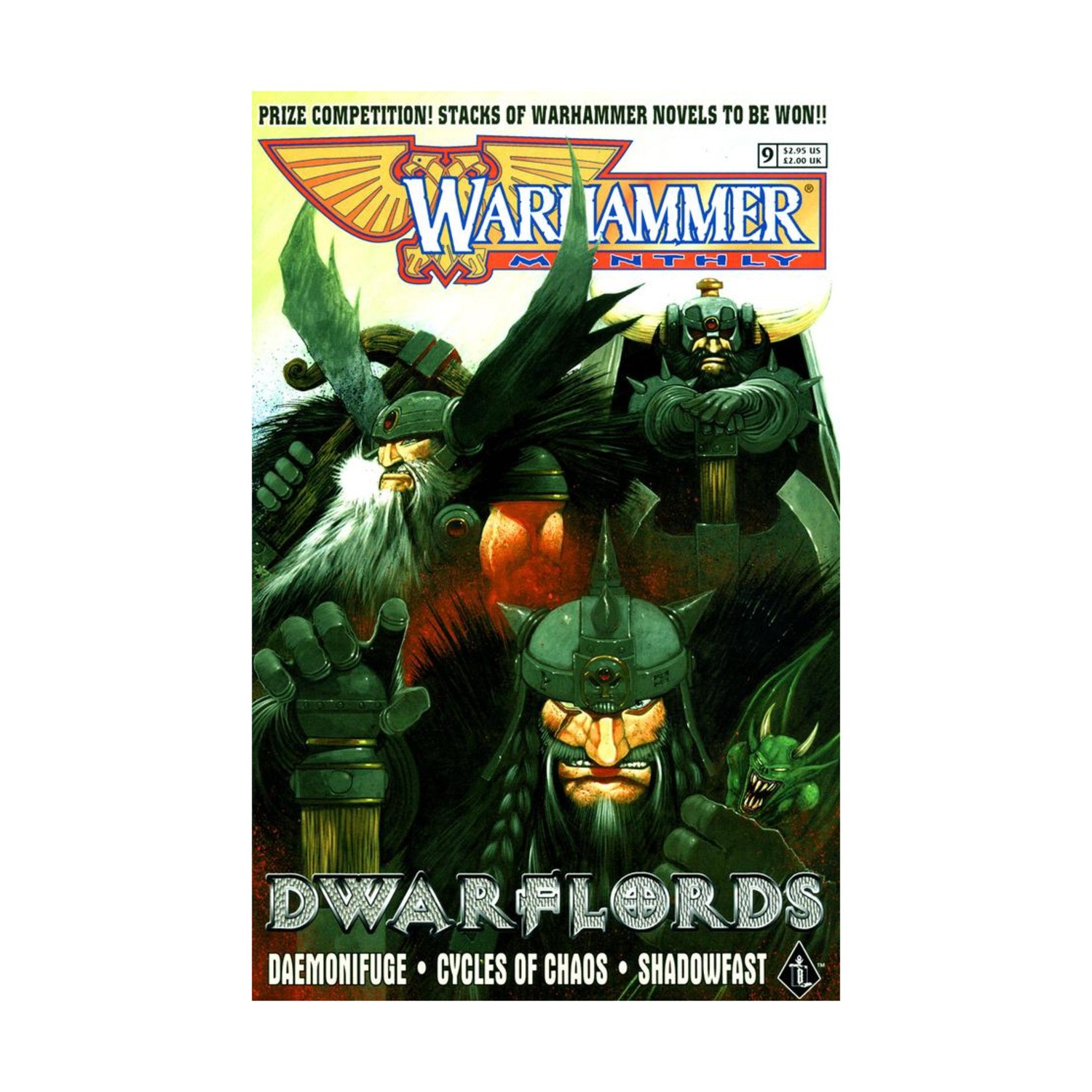 GW Warhammer Monthly #9 "Dwarflords, Daemonifuge, Shadowfast" VG