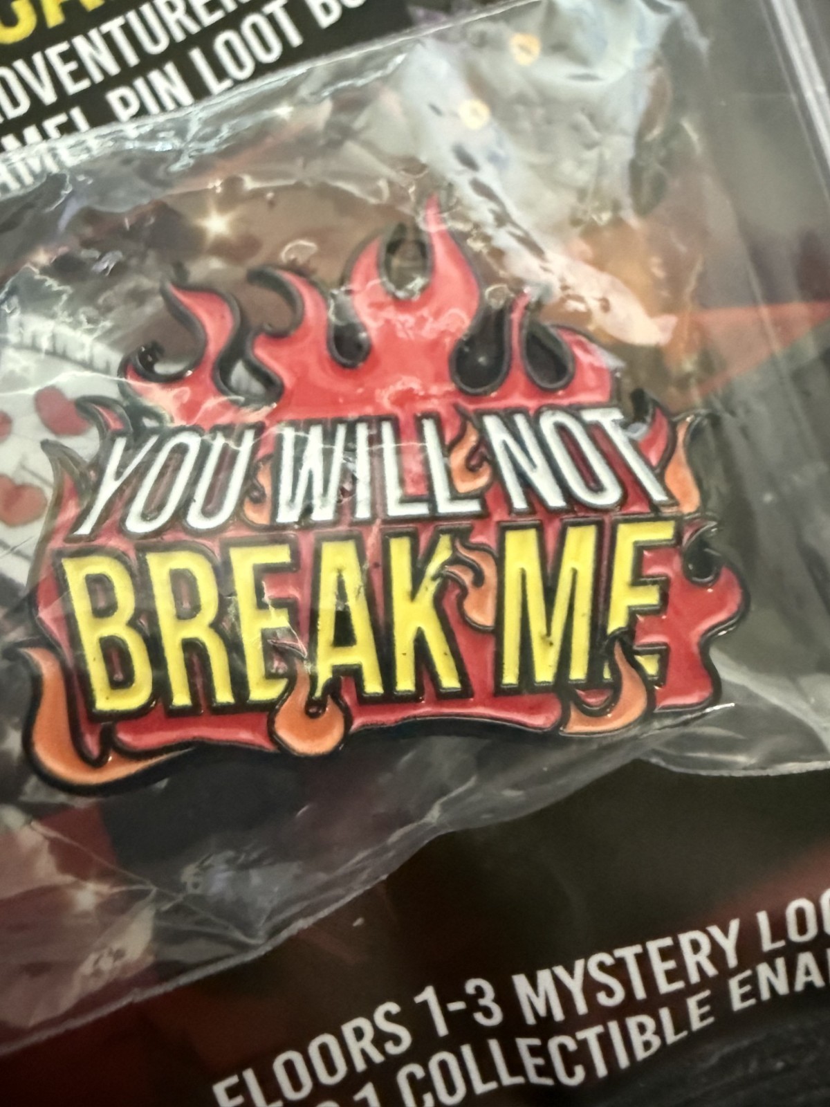 New Foam Brain Games Dungeon Crawler Carl You Will Not Break Me Enamel Pin