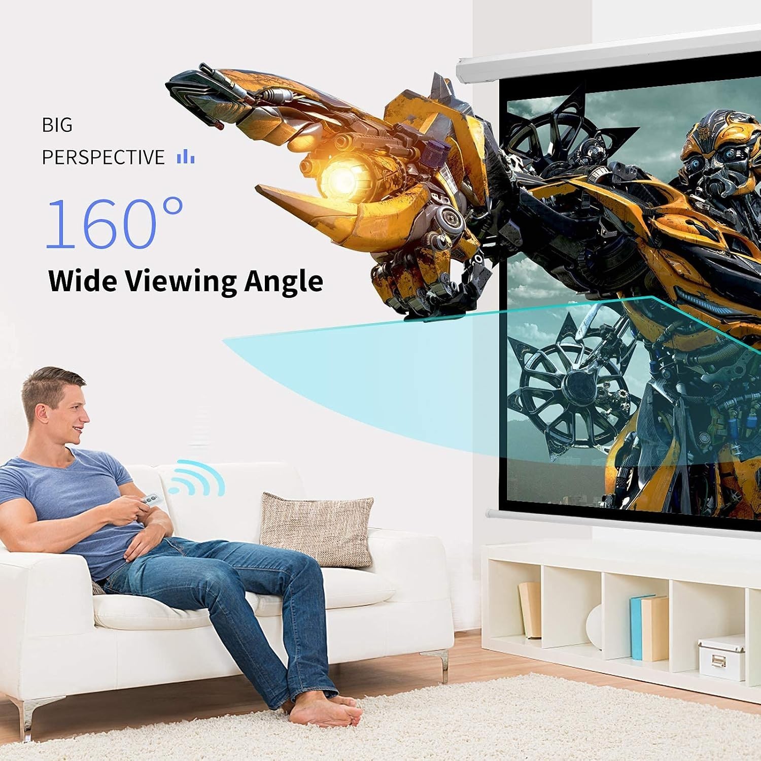 120" Motorized 4:3 Projector Screen 4K HD Electric Automatic Retractable, Remote