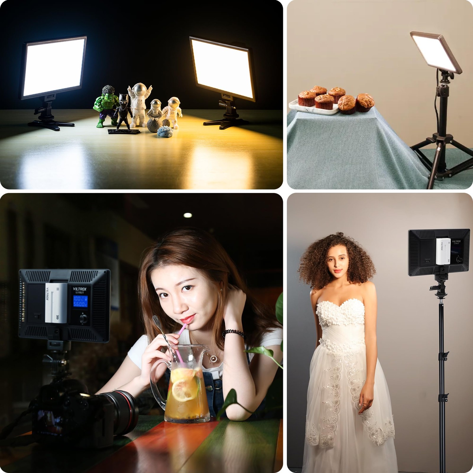 15W LED Video Light Panel, 3300K-5600K On Light, Super Thin Key Light Panel w...