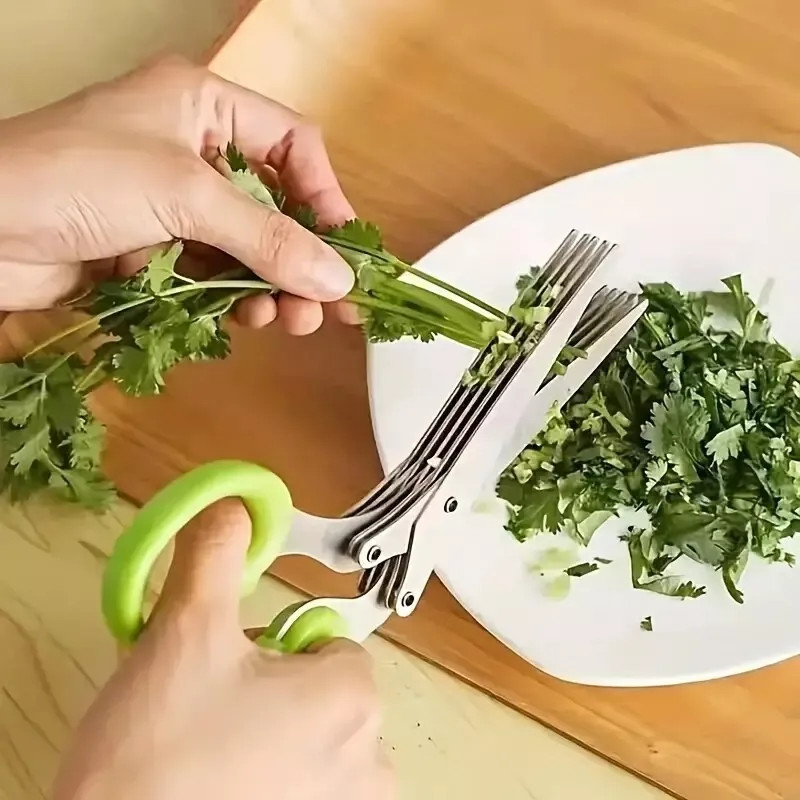 2Pack Herb Cutter Scissors 5 Blade Scissors Kitchen Multipurpose Cutting Shears