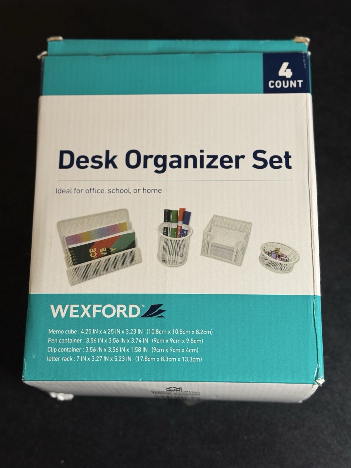 Wexford Desk Organizer 4 Piece Set, Ideal for Office, School, Home - Gold - New