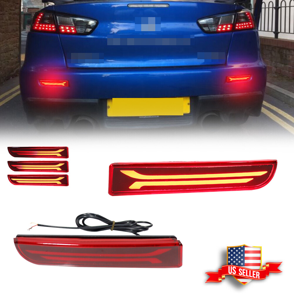 Rear Bumper Reflector Brake LED Tail Signal For Mitsubishi Lancer Evo Outlander