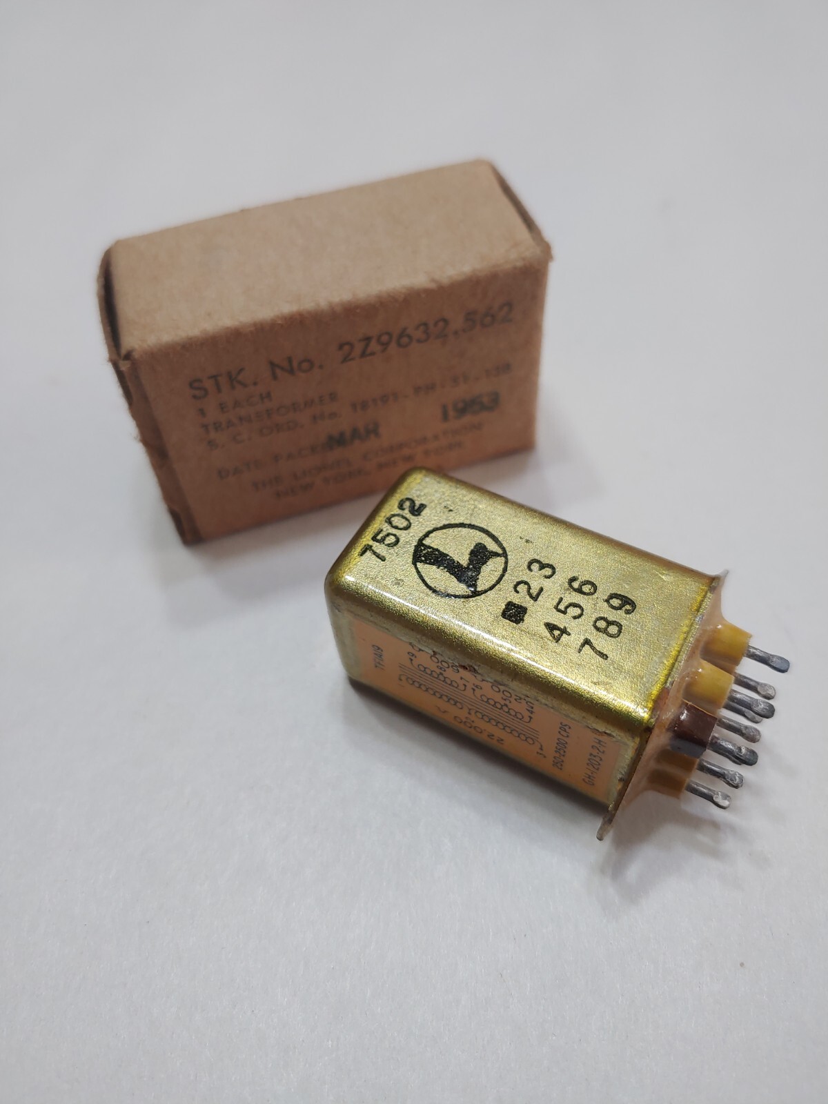 LIONEL CORPORATION 2Z9632.562 TRANSFORMER MAR 1953 7502 TFIAI9 GH-1203-2-H HAM