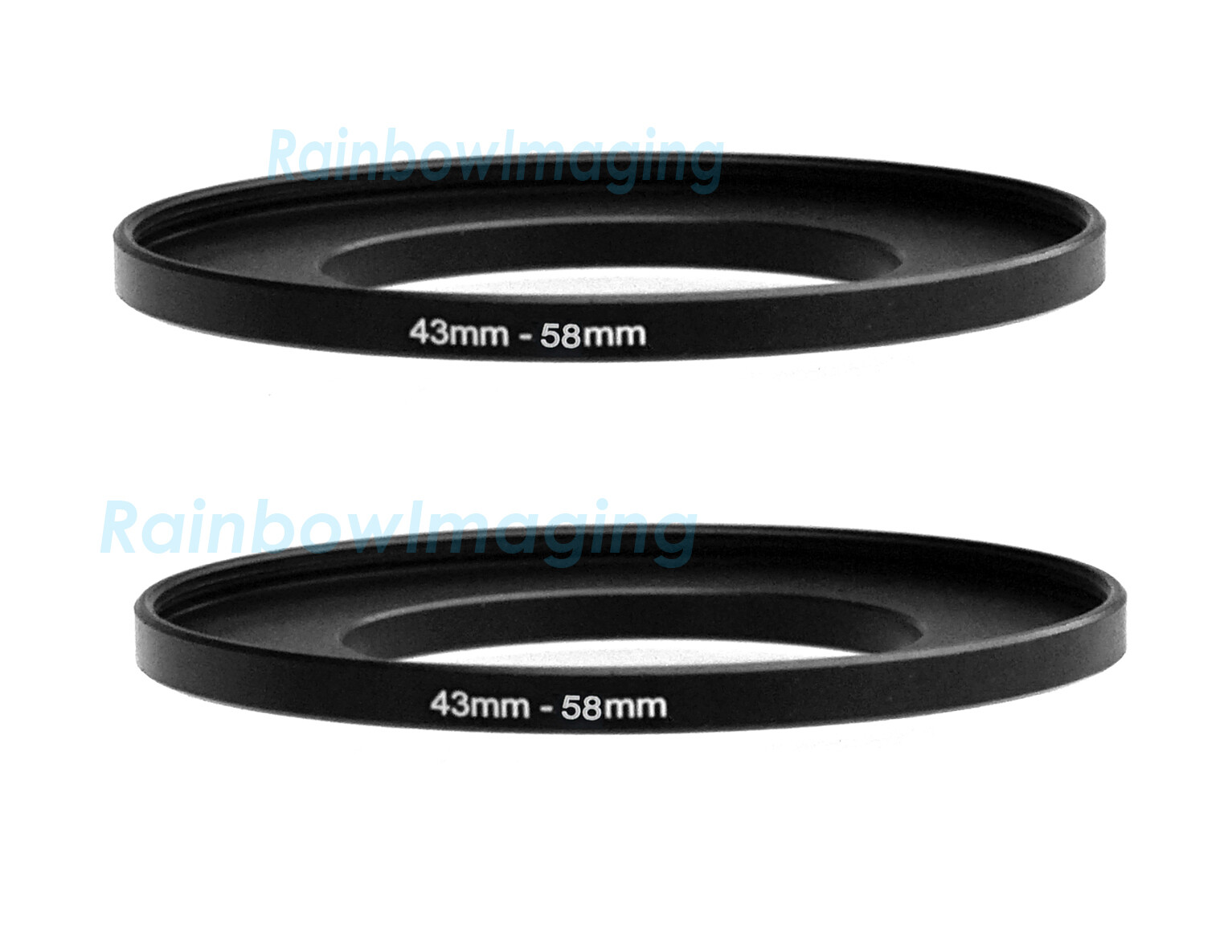 (2 Pcs ) 43-58mm Stepping 43 mm to 58 mm Metal Step Up Lens Filter Ring Adapter