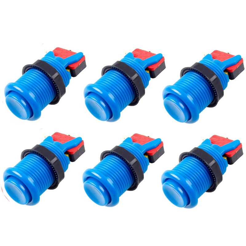 6 Arcade Game HAPP Style Push Button with Microswitch For JAMMA MAME DIY Blue US