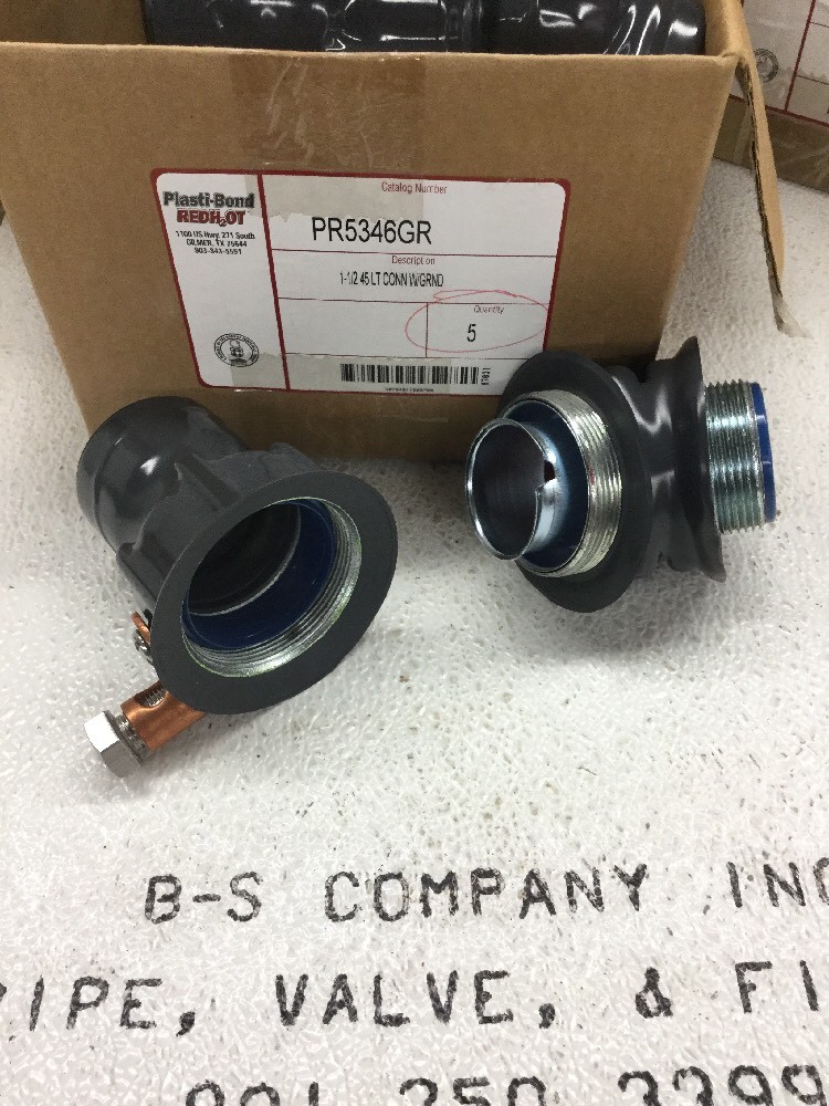 PLASTIBOND PR5346GR 1-1/2" 45 Degree Grounding Connector Fittings (Box of 5)