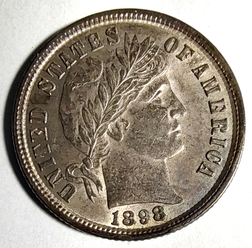 1898 Silver Barber 10c Dime XF Detail