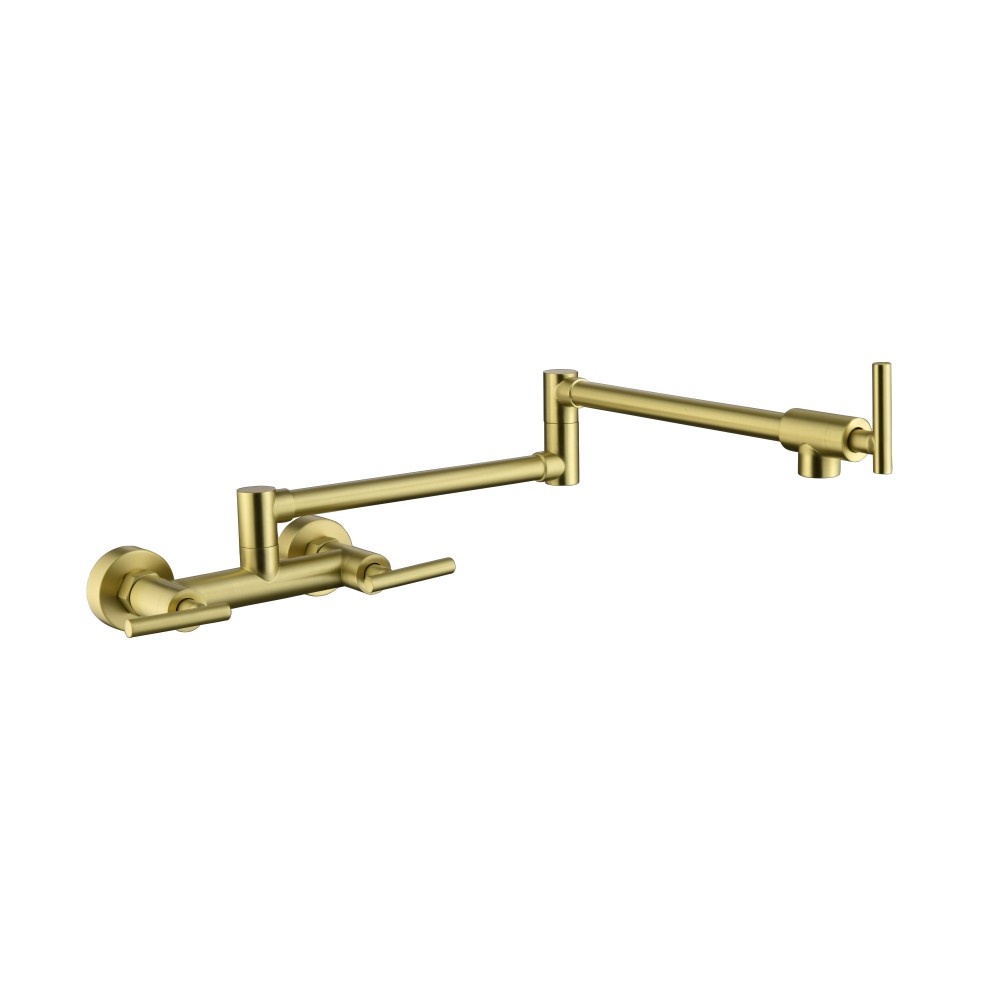 Pot Filler Faucet Hot Cold Water Wall Mount Brass Kitchen Folding Swing Arm