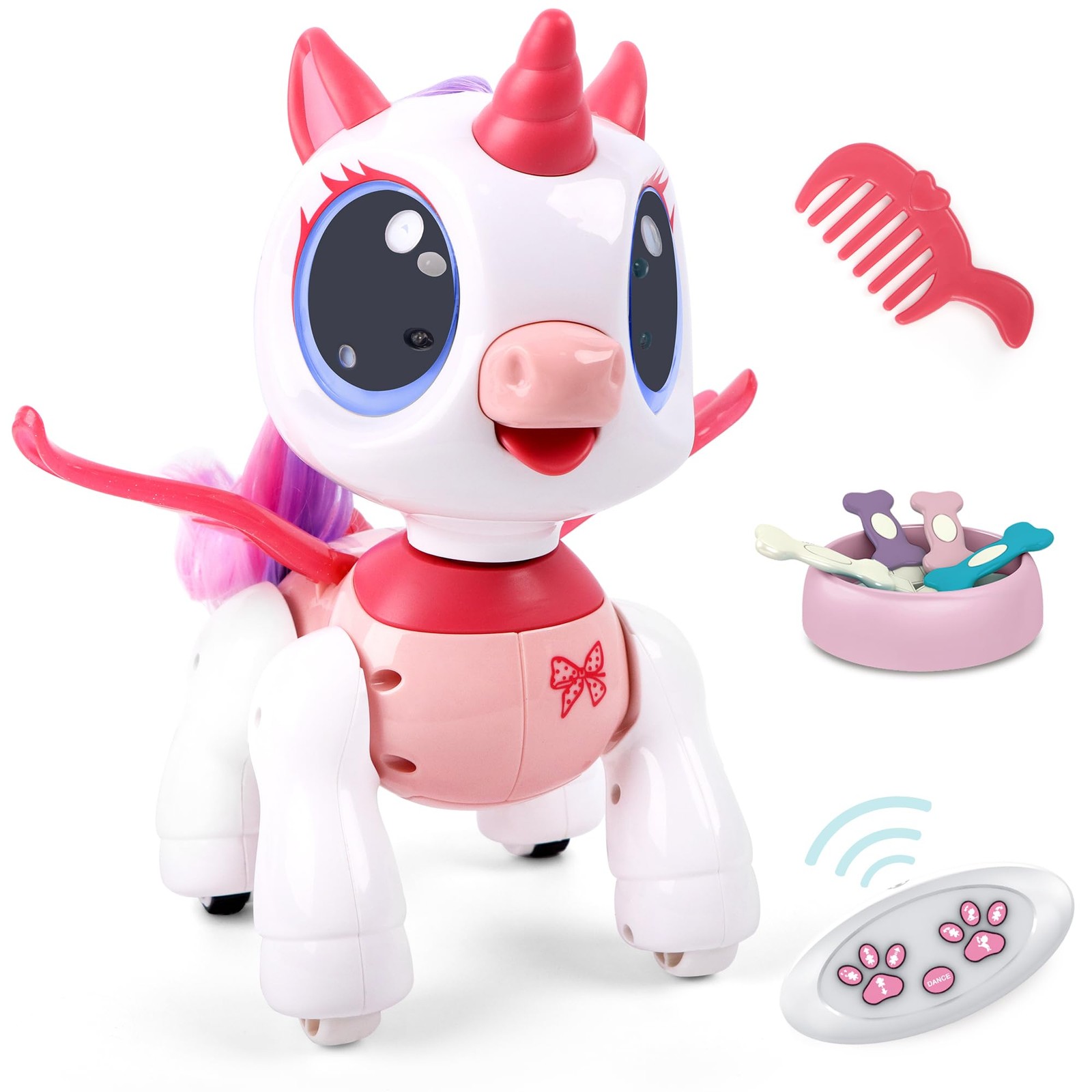SPRSHY Remote Control Unicorn for Girls - Companion Pet Toys Electronic Pink Peg
