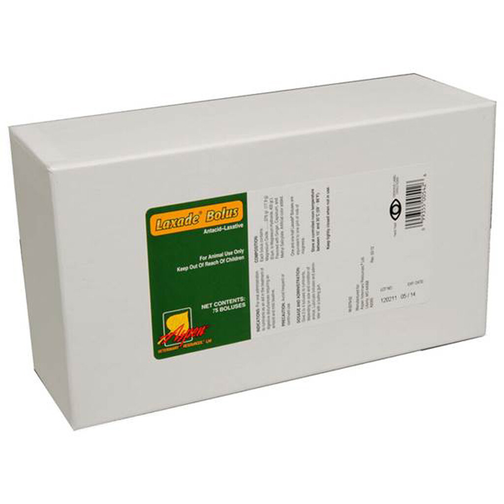 Laxade Bolus 75 Count Oral Administration Antacid Mild Laxative Cattle