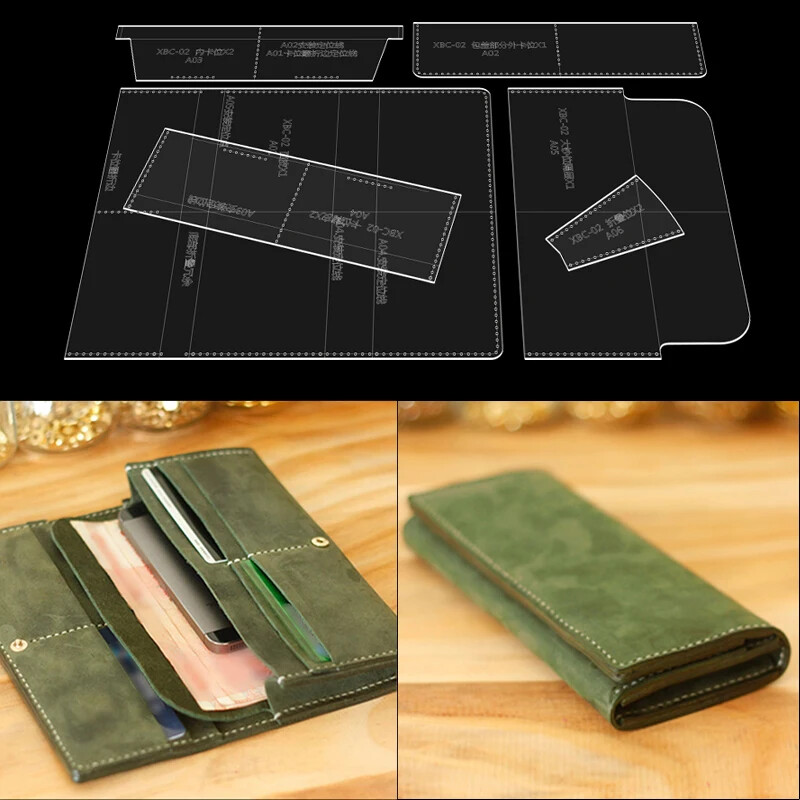 Long Wallet Template Leather Tools Durable Acrylic Stencil Wallet Die Cut Mold