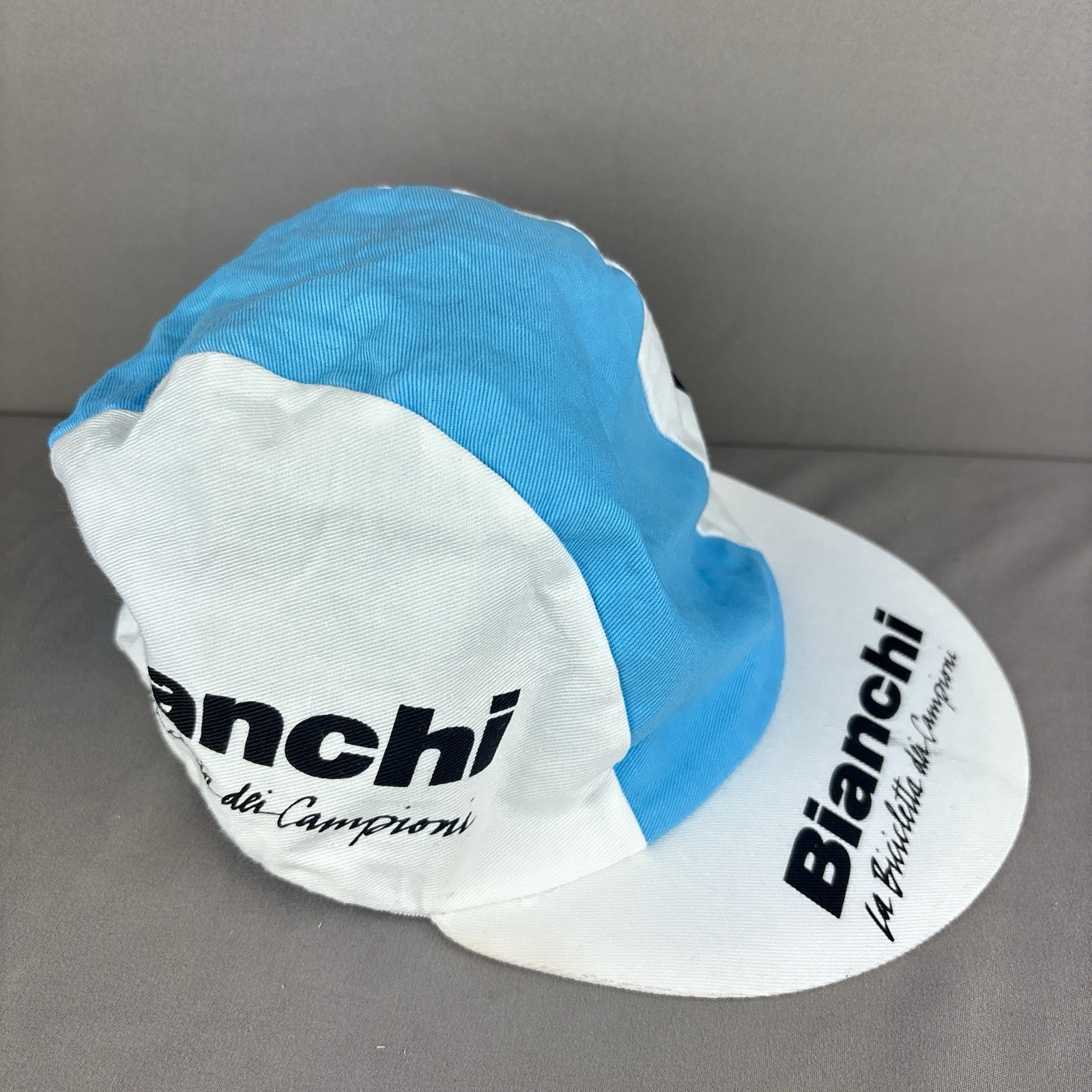 Vintage Bianchi Cycling Cap Pace Sportswear USA Made White/Blue