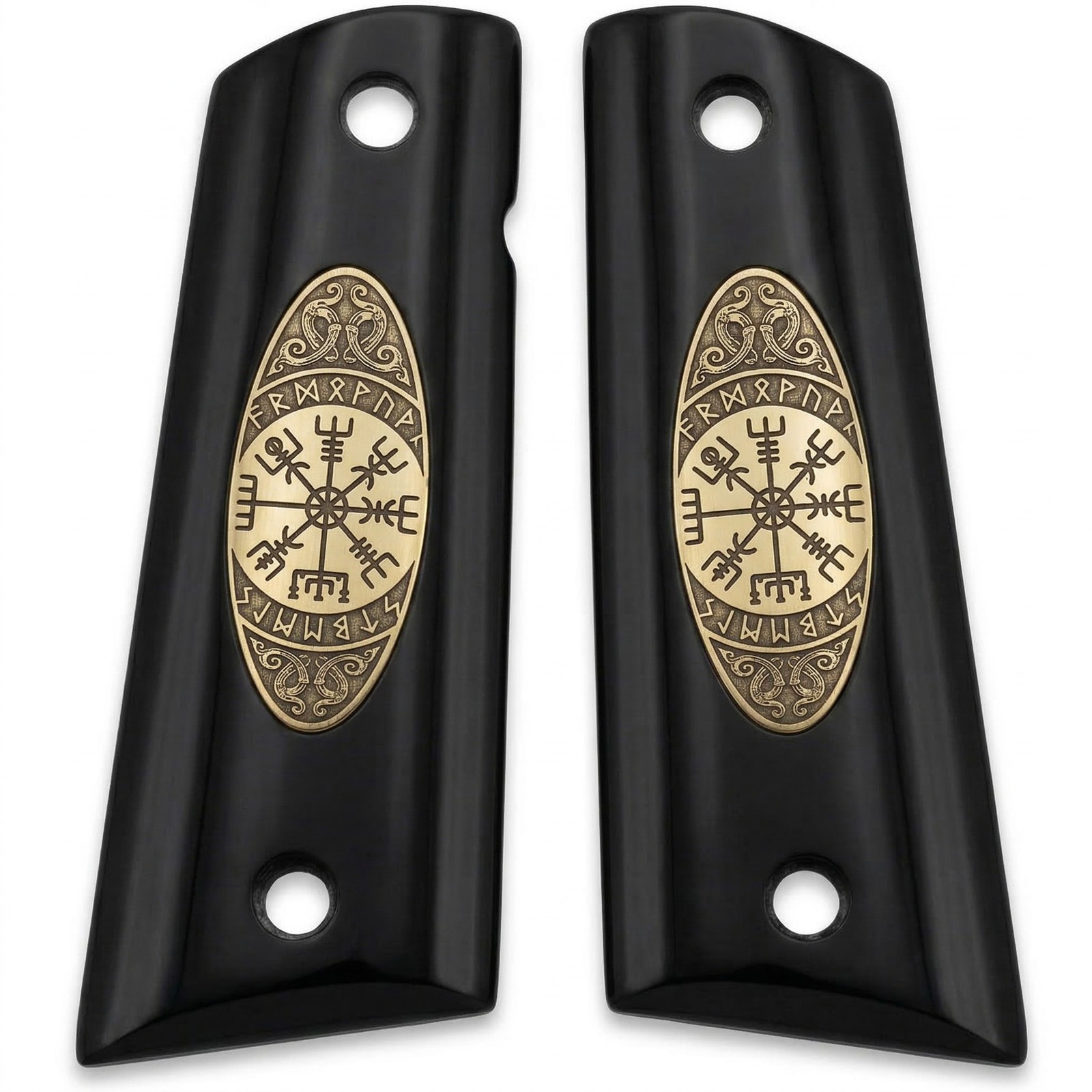 Colt 1911 Custom Acrylic Pistol Grip — Acrylic Varnish — Vegvísir Viking Compass