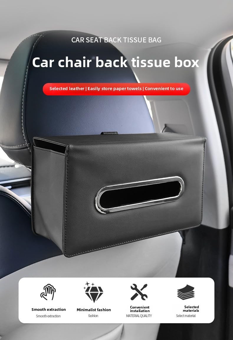 Backseat Tissue Holder Adjustable Car Organizer for Rectangular Tissue Boxes