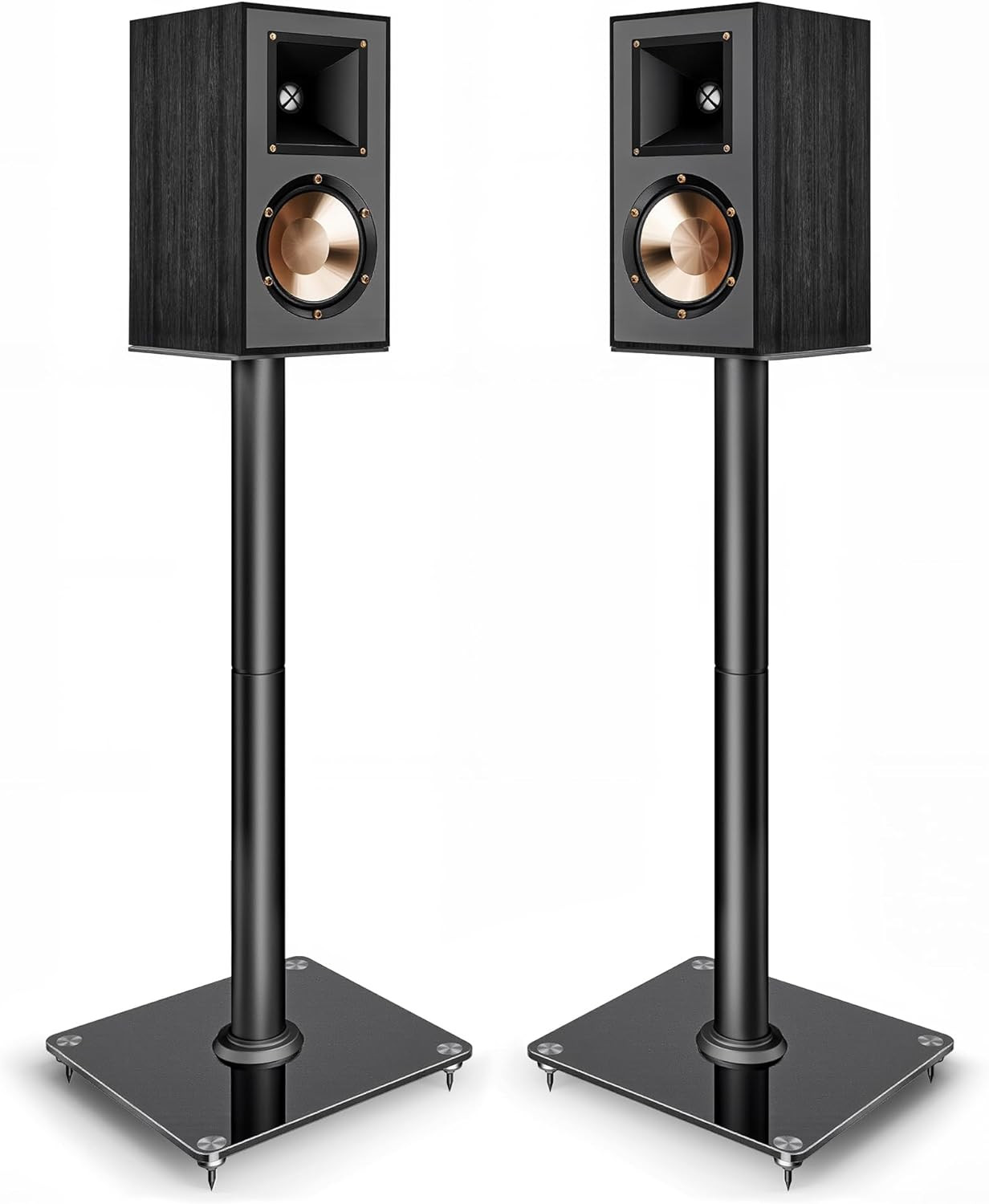 Speaker Stands Pair, 30" Fixed Height, 55lbs Weight Capacity, 11.8" Base, Cable