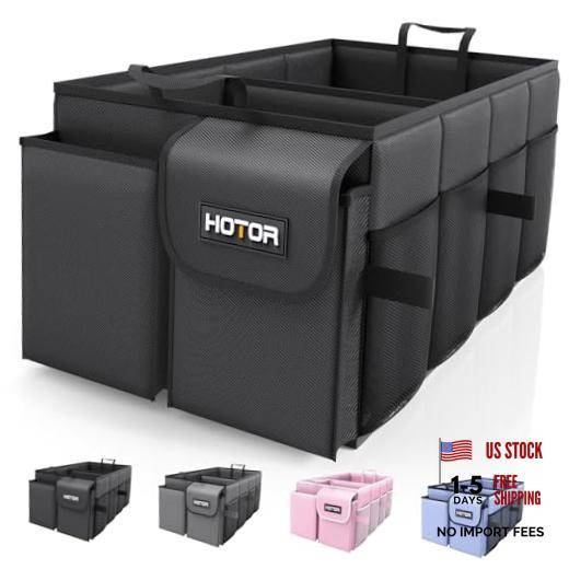 HOTOR Trunk Organizer - Car Organizer, Foldable Medium (2 Compartments) Black