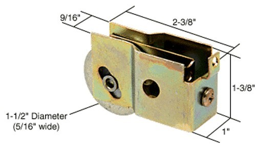 CRL Sliding Glass Door Roller with 1-1/2" Steel Wheel 1" Wide Housing for Doors