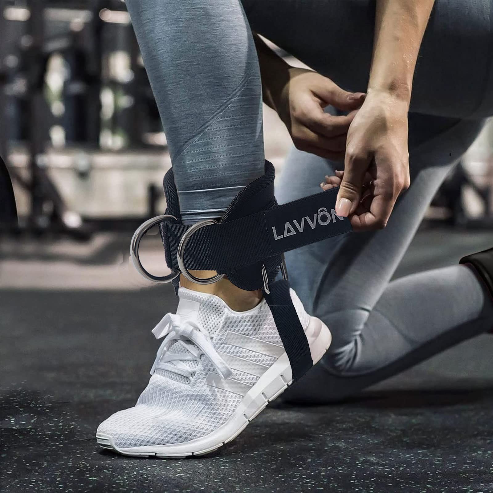 Ankle Straps for Cable Machines Kickbacks - Glute Workout Cuffs Padded